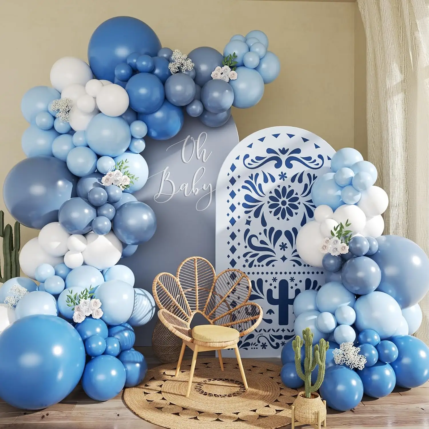 Denim Blue Balloon Girland Garland Kompleti lokov