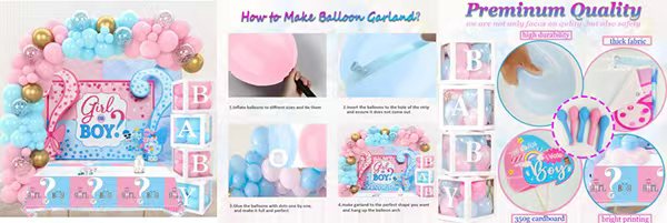 Gender Reveal Decorations Pink Blue Balloon Arch Garland Kit