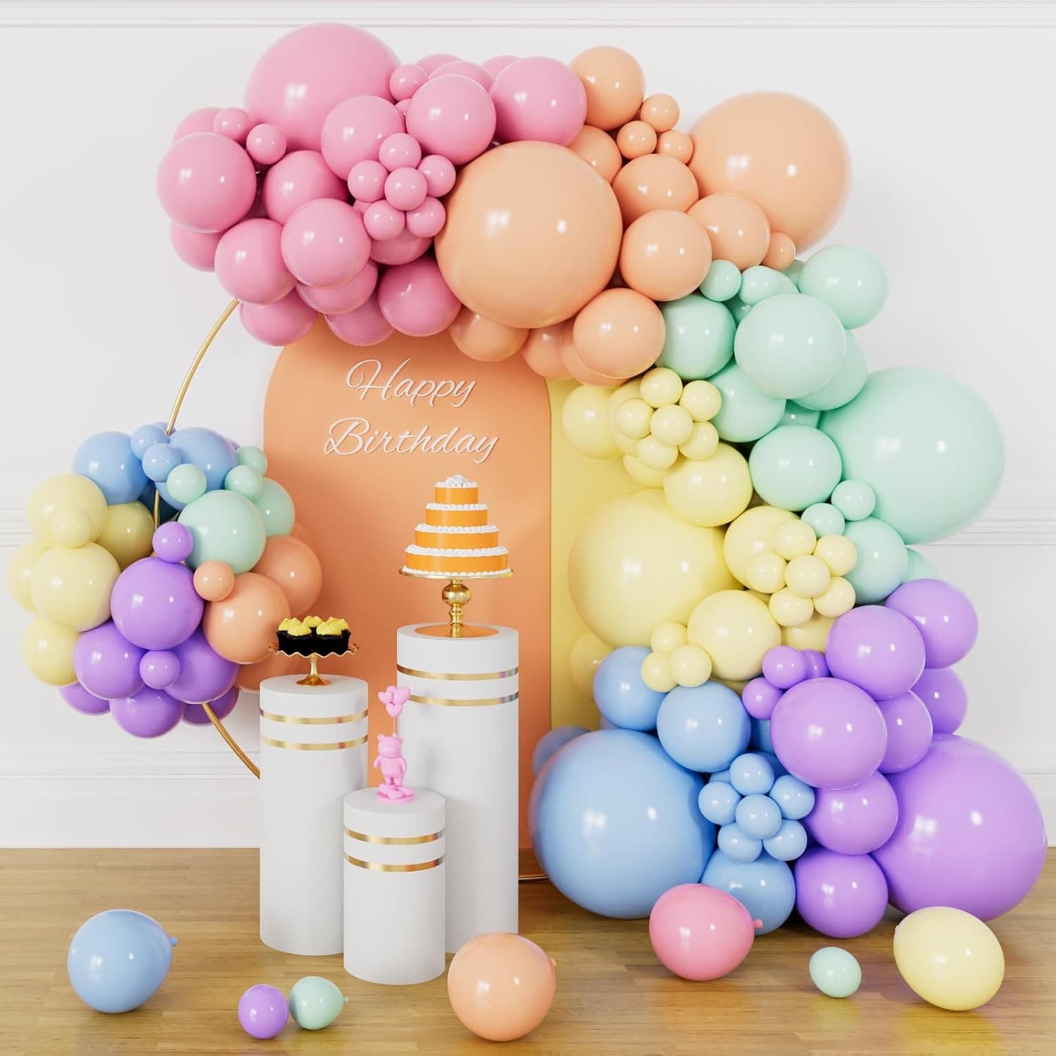 Pastel Rainbow Balloon Girlland Girlland Kit Kit